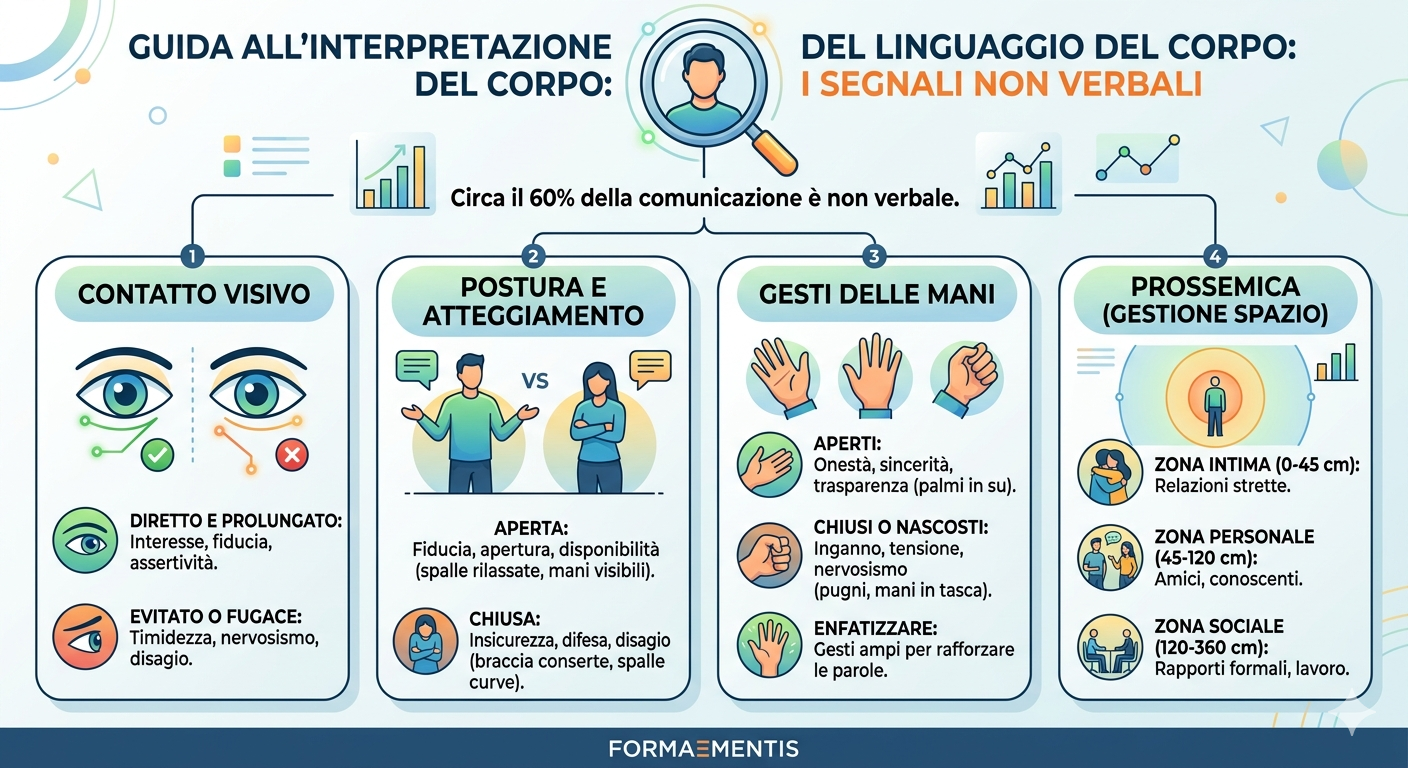 come interpretare il linguaggio del corpo infografica formaementis di fabio pandiscia