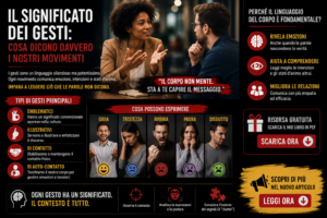 Persone che comunicano attraverso gesti e linguaggio del corpo, esempio di comunicazione non verbale ed espressione delle emozioni