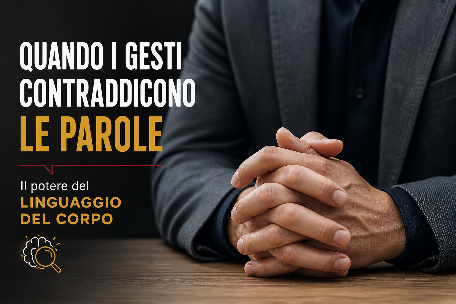 Mani intrecciate che esprimono tensione e incongruenza nel linguaggio del corpo
